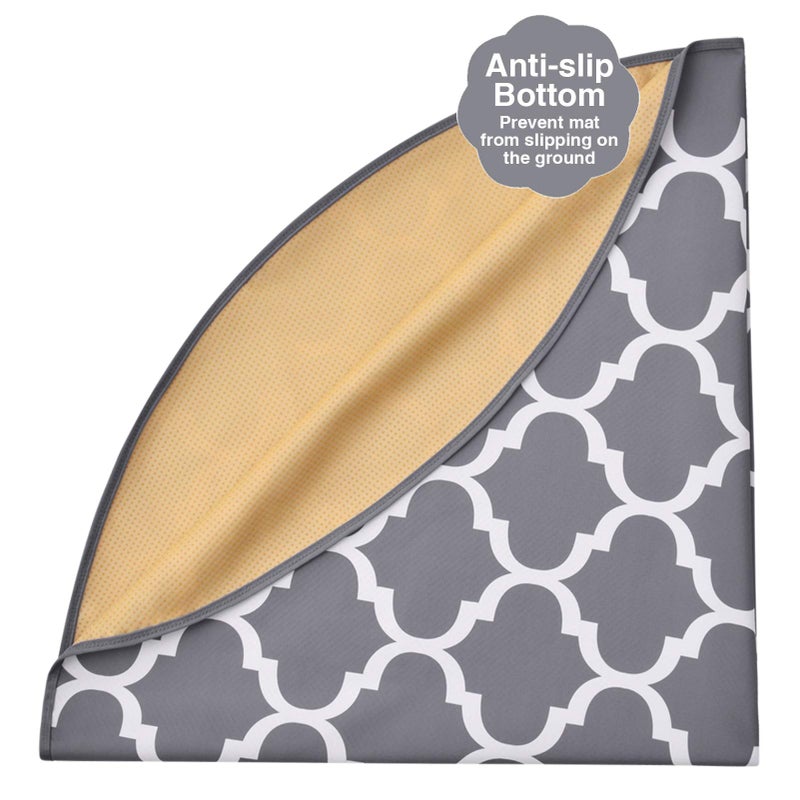 CLCROBD Round Splat Mat for Under High Chair/Arts/Crafts by CLCROBD, 53" Baby Anti-Slip Food Splash and Spill Mat for Eating Mess, Waterproof Floor Protector and Table Cloth (Round Lattice) - Image 2